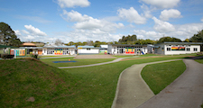 School buildings and grounds panoramic view