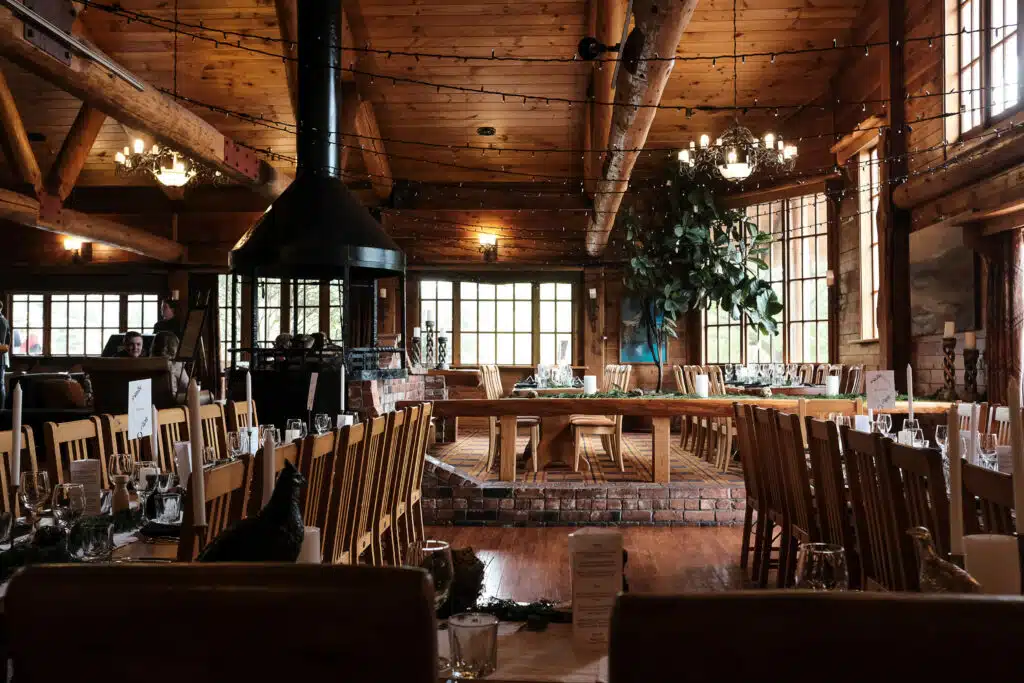Interior at Powderhorn Chateau set for a wedding