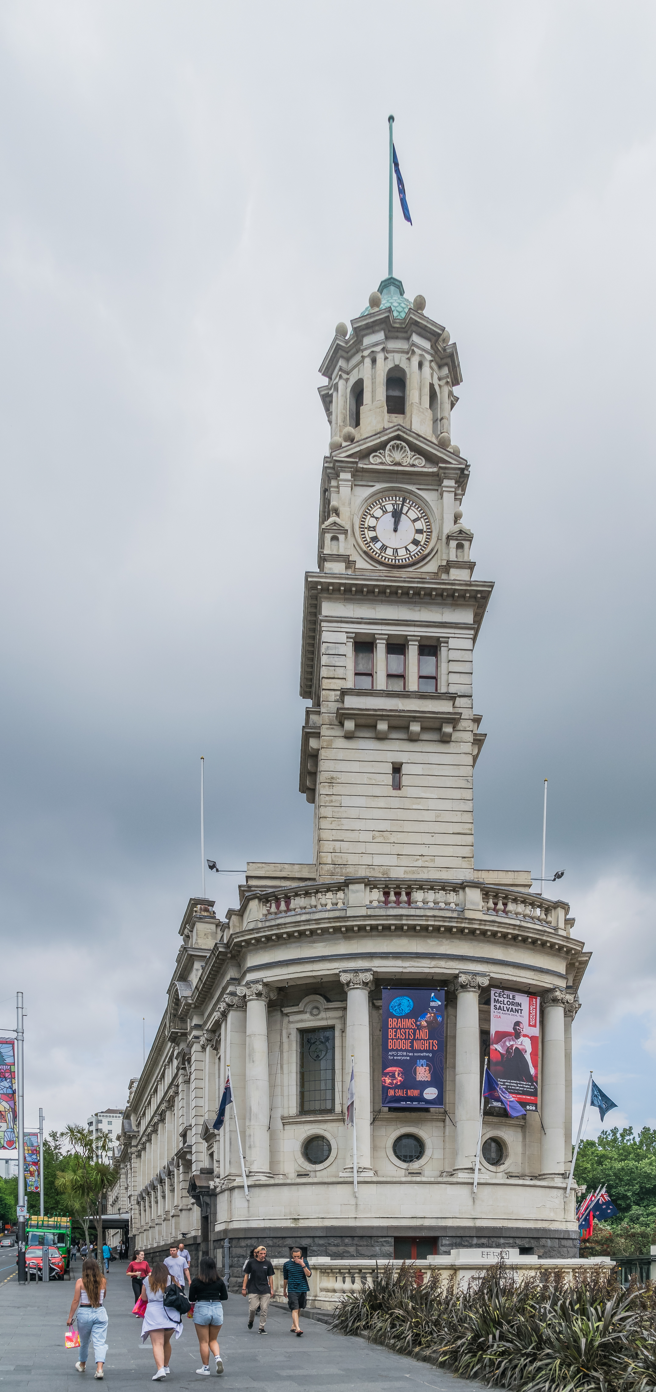 Iconic clock tower building with classical architecture and street frontage.