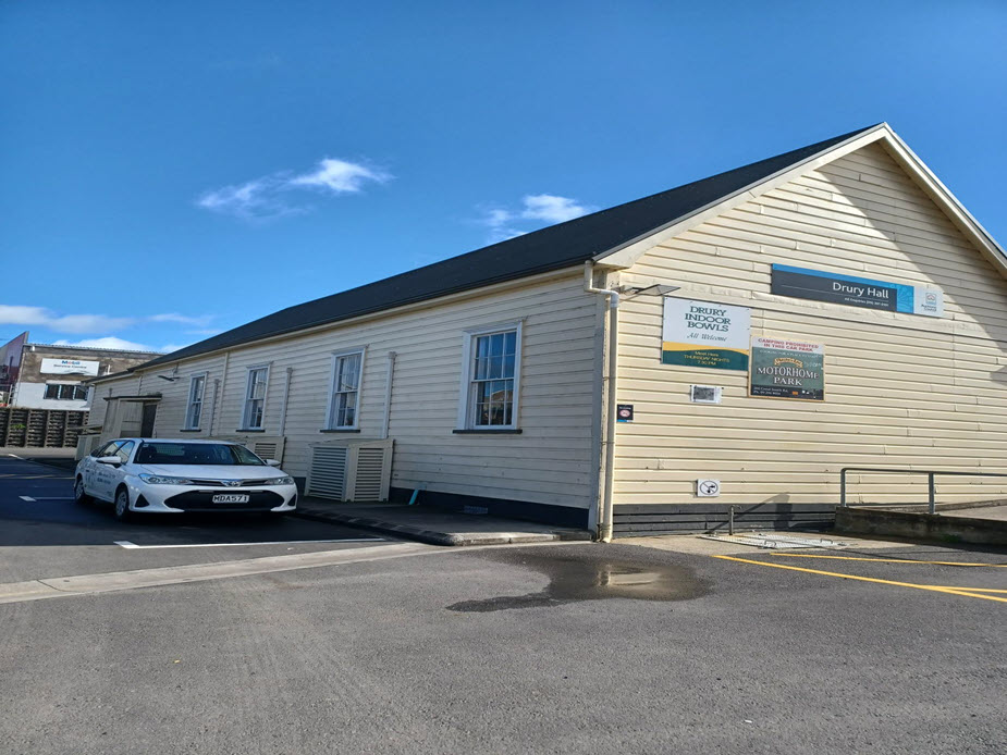 Hall side and front view from car park