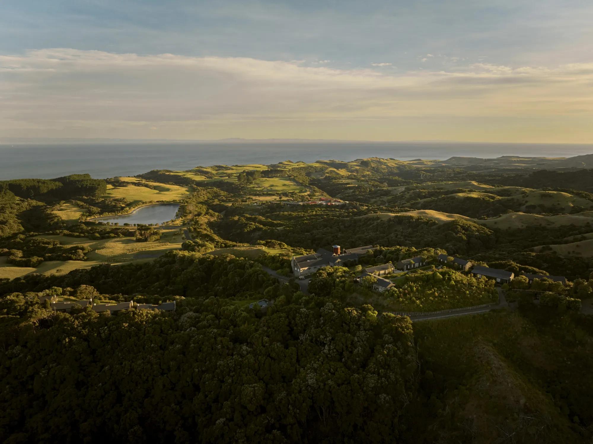 The Farm at Cape Kidnappers, clifftop lodge and grounds above the Hawke's Bay coast