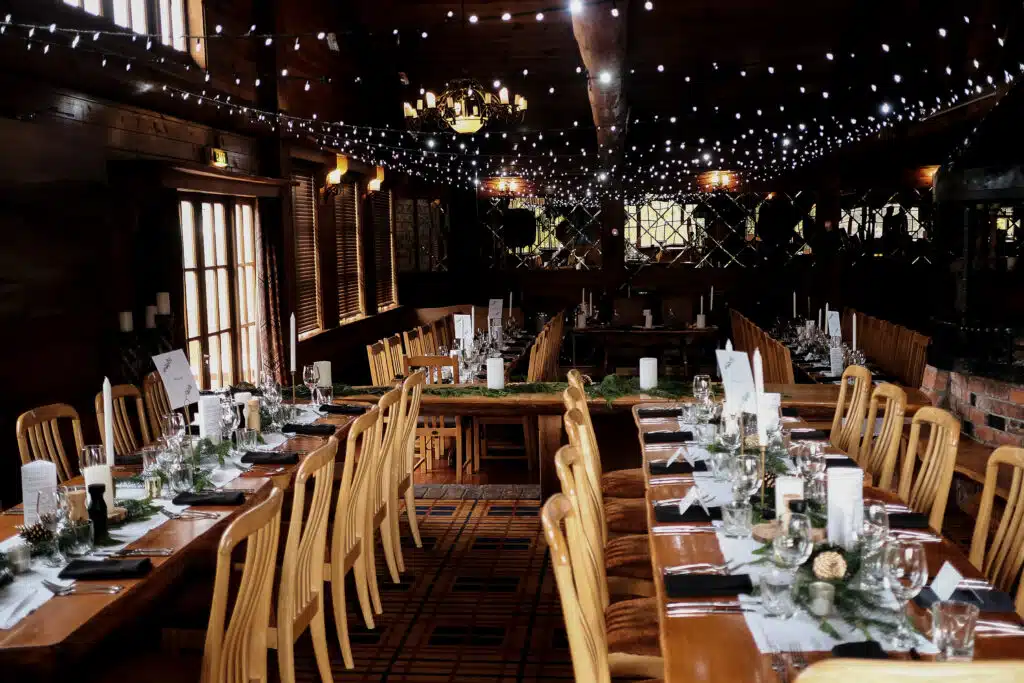 Interior at Powderhorn Chateau during a wedding celebration